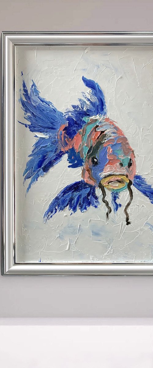 Blue whimsical Koi fish. by Vita Schagen