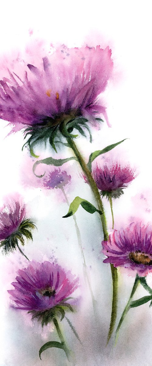 Thistle Flowers by Olga Tchefranov (Shefranov)