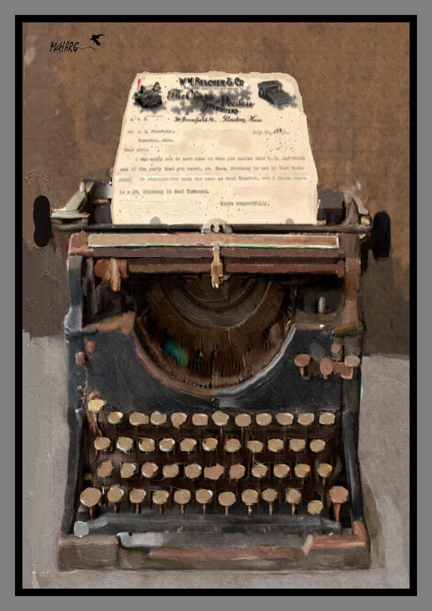 Impressionistic Still Life Painting By Joe Mcharg, 30 X 42, Ancient Typewriter, Original Artwork