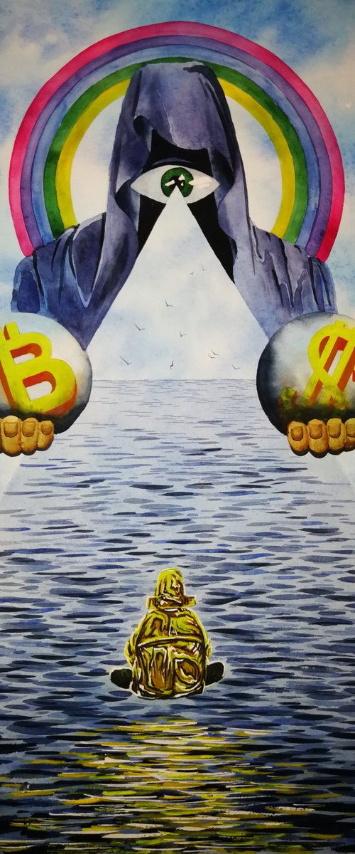 "Time to choose" 2021 Watercolor 60x42 by Eugene Gorbachenko