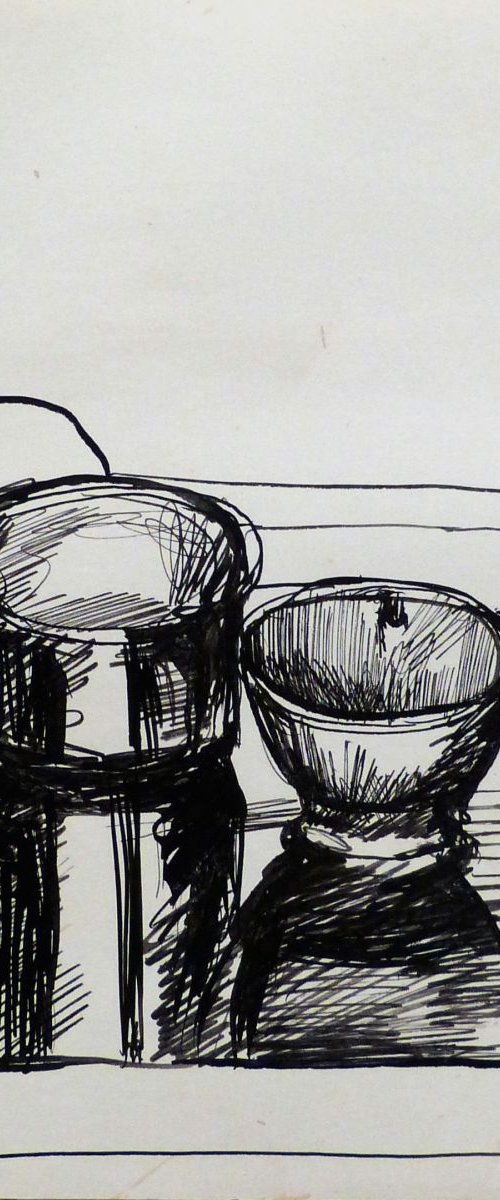 Still Life: Cooking Pot And Bowl #1, 24x25 cm by Frederic Belaubre