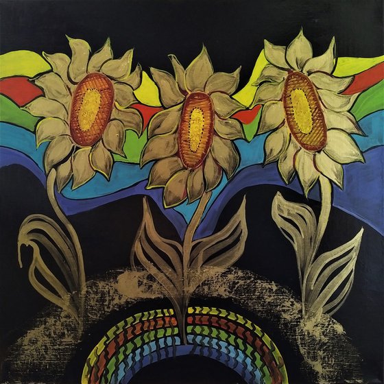 " Sunflowers "  ( Triptych )