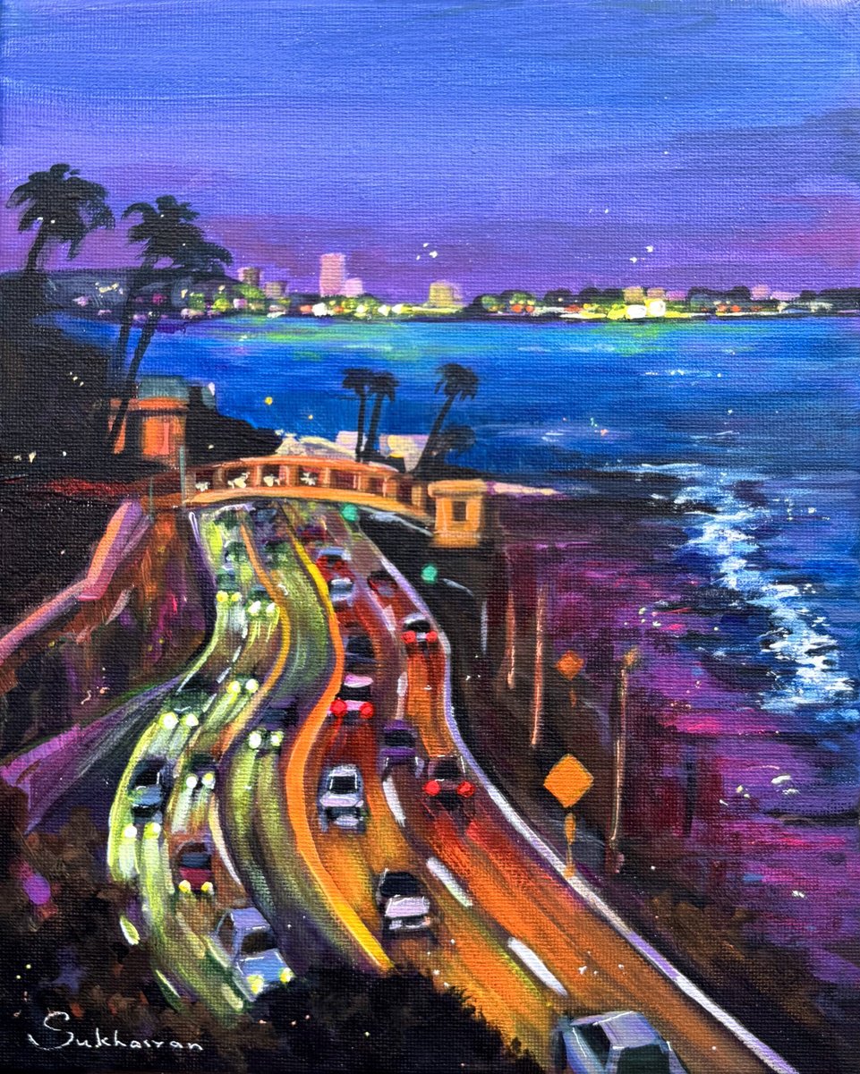 Impressionistic Landscape Acrylic Painting By Victoria Sukhasyan, 8 X 10", Santa Monica Ca, Original Artwork