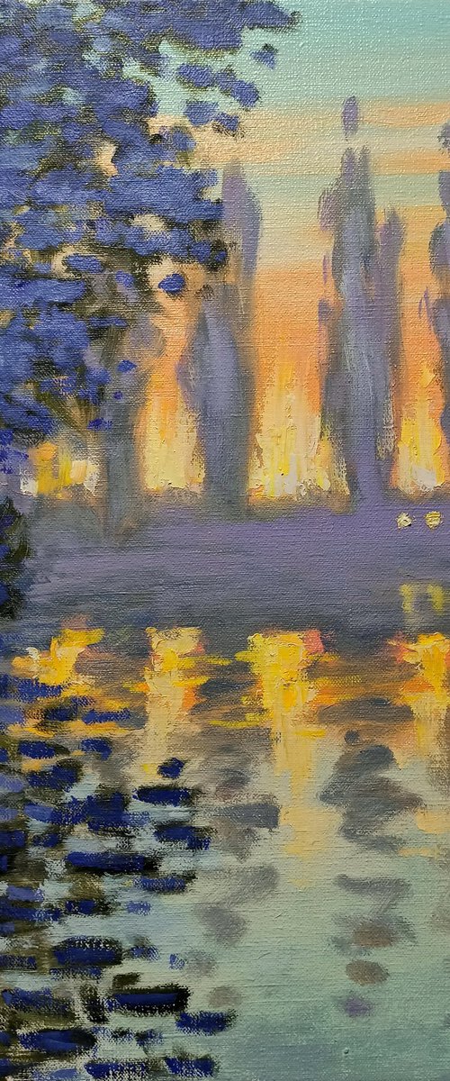 Impression. Poplars at dawn by Oleh Rak