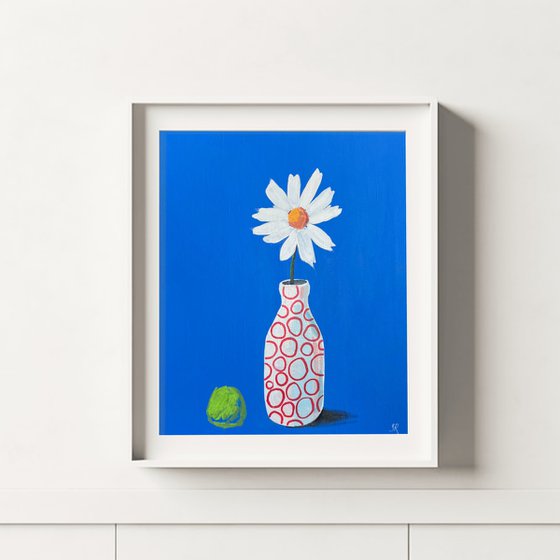 White Daisy Painting in Vase