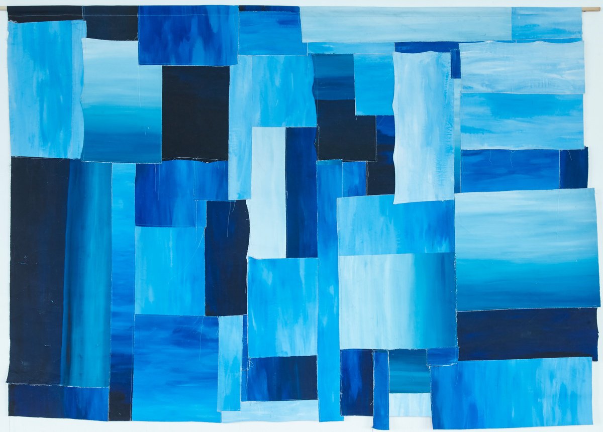 Geometric Abstract Acrylic Painting By Simon Findlay, 113 X 85", Reconfiguring Gradients, Original Artwork