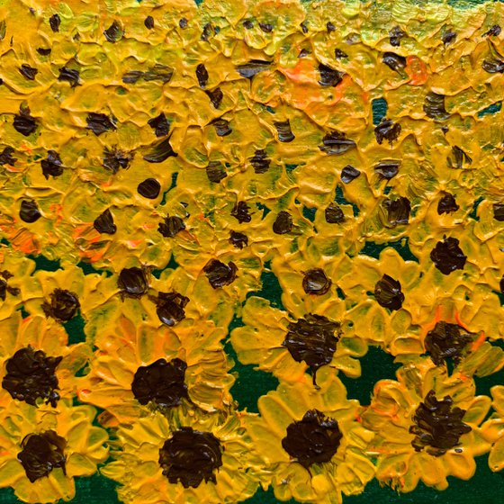 Sunflower field ! Miniature impasto painting