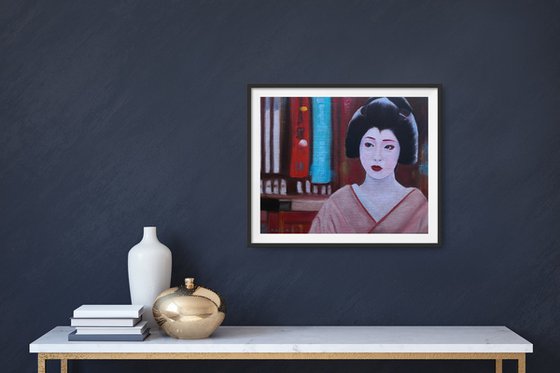 Amazement in her eyes, Portrait of Geisha in kimono number 8