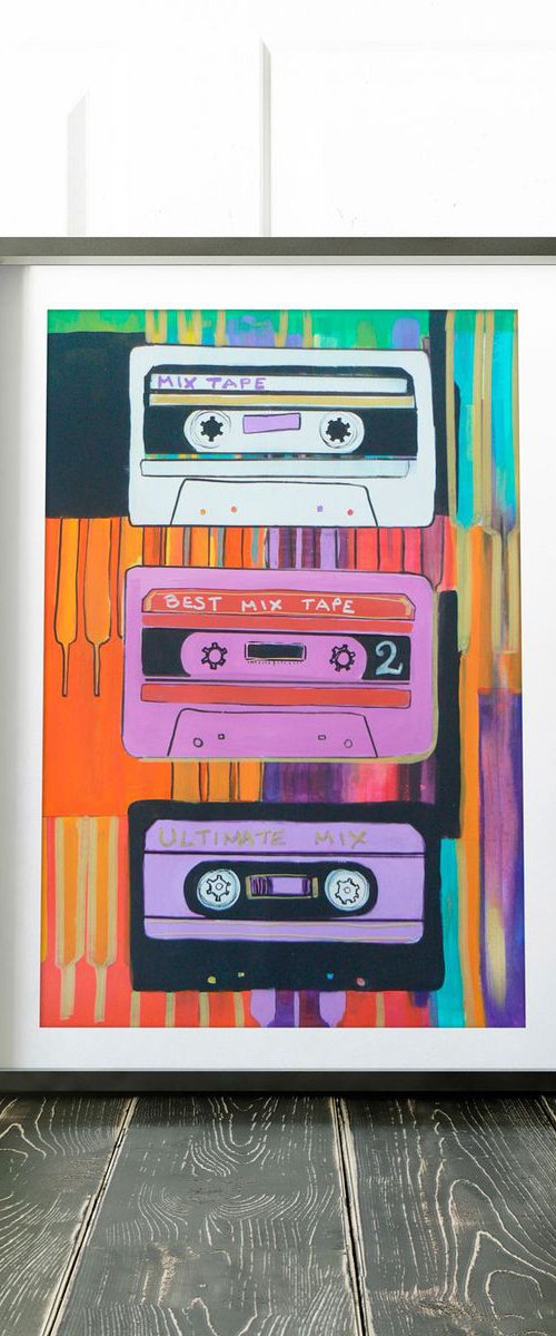 My mix #2 (cassette tapes, retro music, 70's, 80's rock culture) by Carolynne Coulson