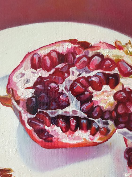 "613"  pomegranate still life  liGHt original painting  GIFT (2021)