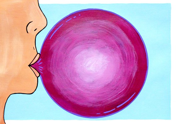 Purple Bubble Gum A4 Painting