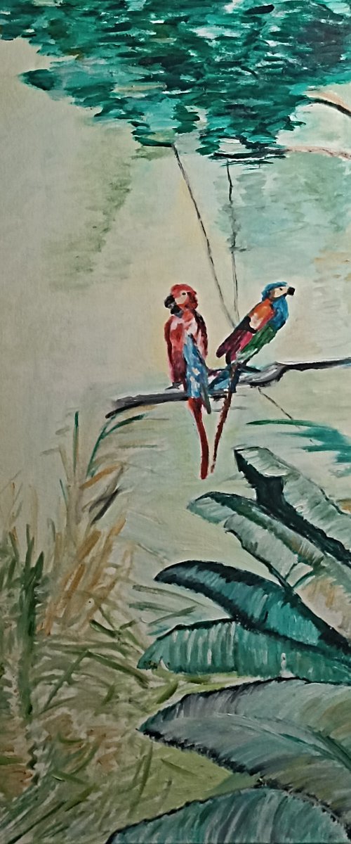 Parrots birds by Isabelle Lucas