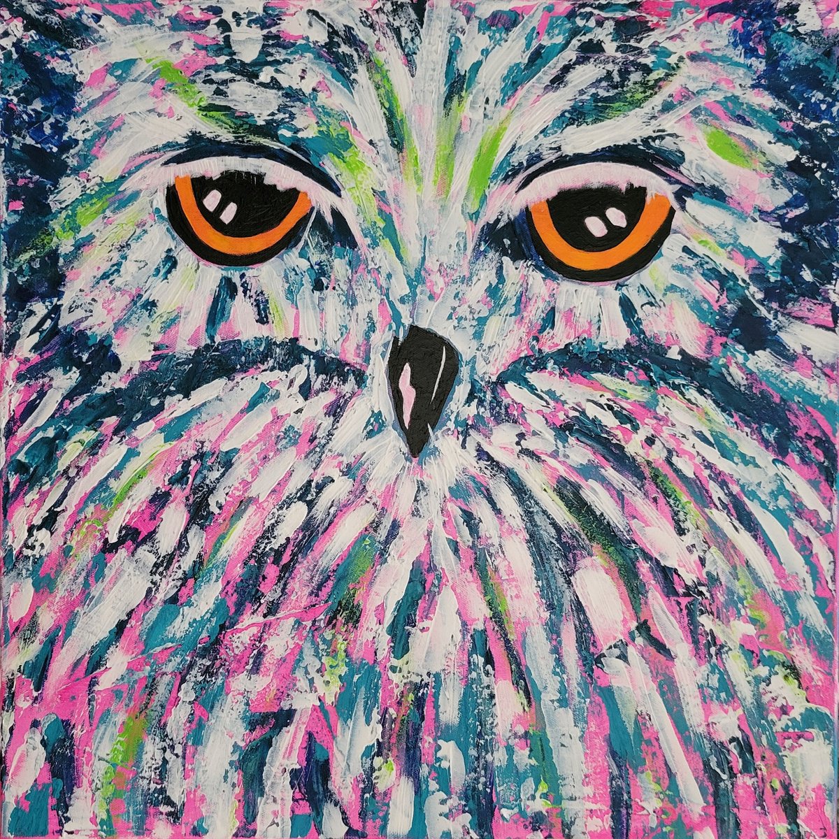Impressionistic Animal Acrylic Painting By Cathy Maiorano, 20 X 20, Keeping Watch, Original Artwork