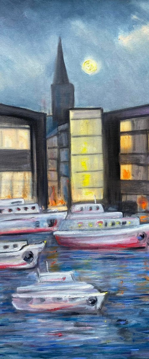 Night boats No. 2 by Leo Baxiner