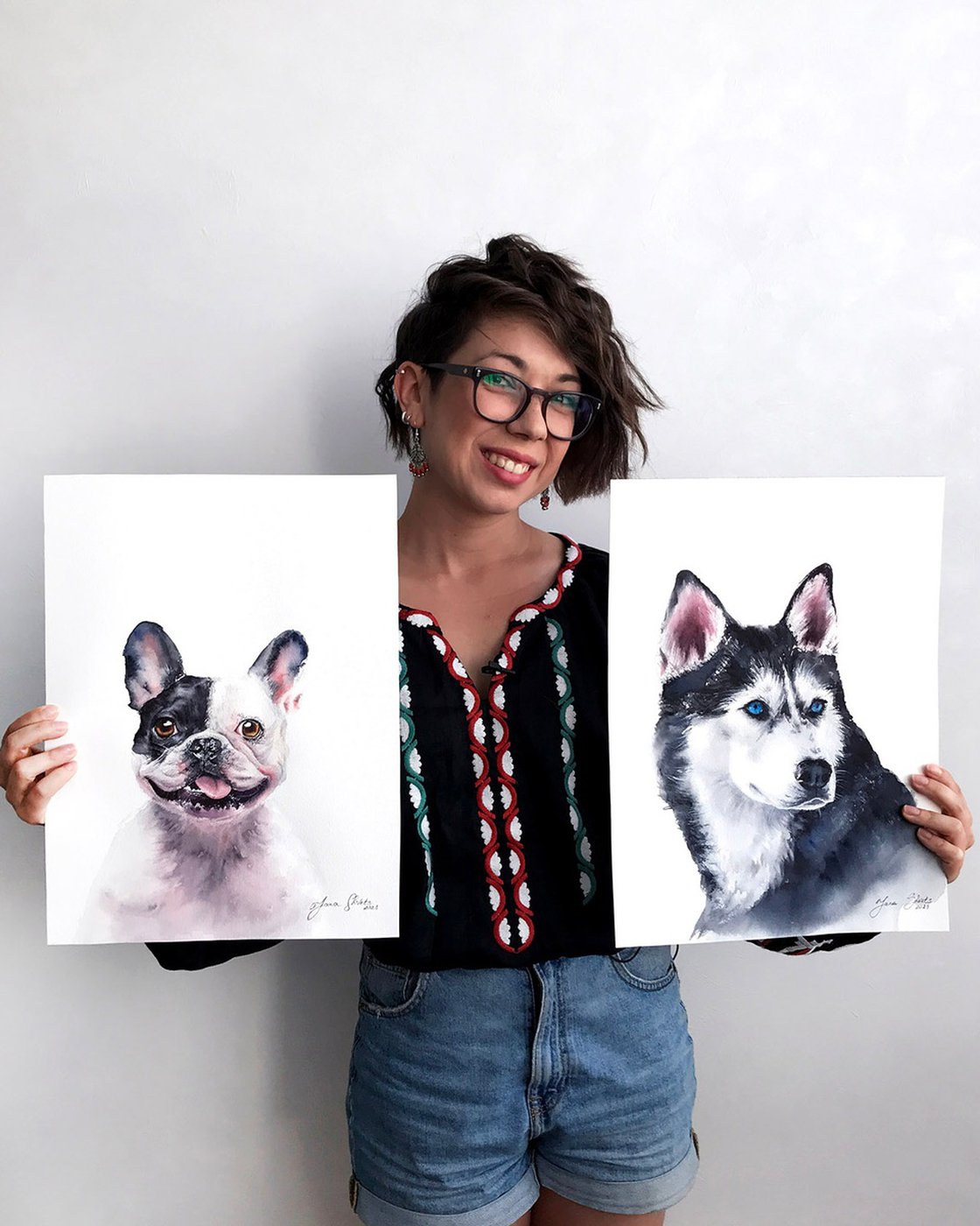 惑星抱擁 Jambo Lacquer x Dusty Husky Siberian Husky Soulful Gaze Watercolour: Yana Shvets | Artfinder