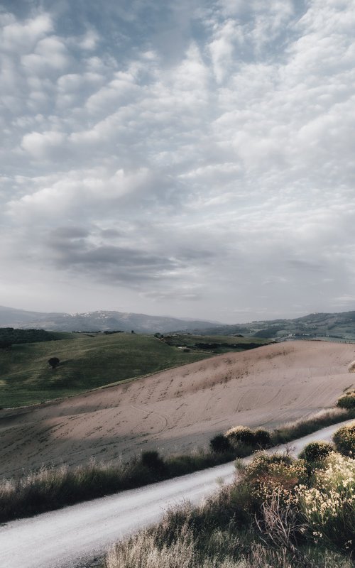 White road in Val d'Orcia by Karim Carella