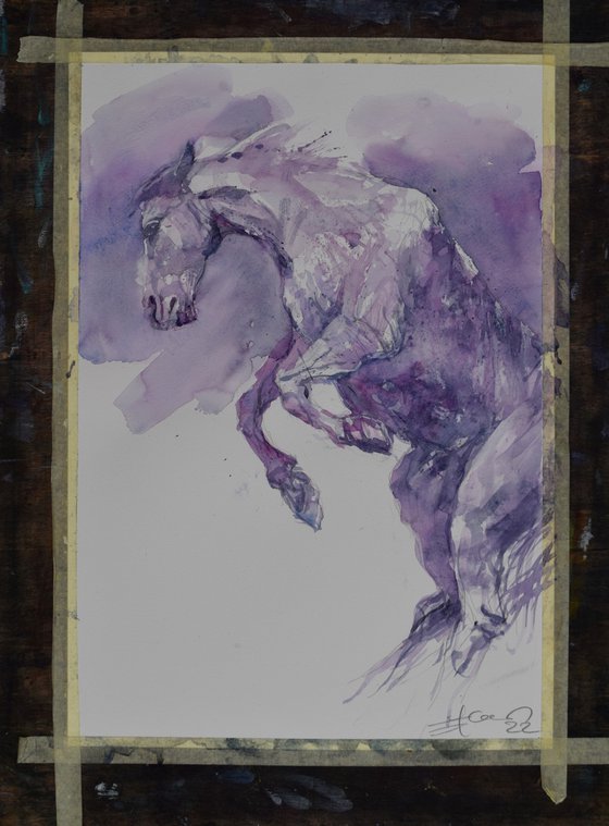 Prancing horse in purple