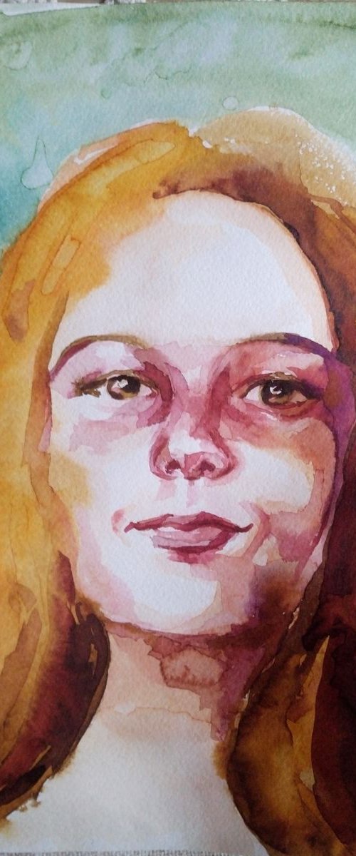 SAY! - GIRL PORTRAIT - ORIGINAL WATERCOLOR PAINTING. by Mag Verkhovets