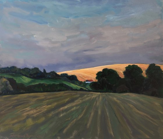 'Sunlight on a hillside, inland from Colinsburgh, Fife'