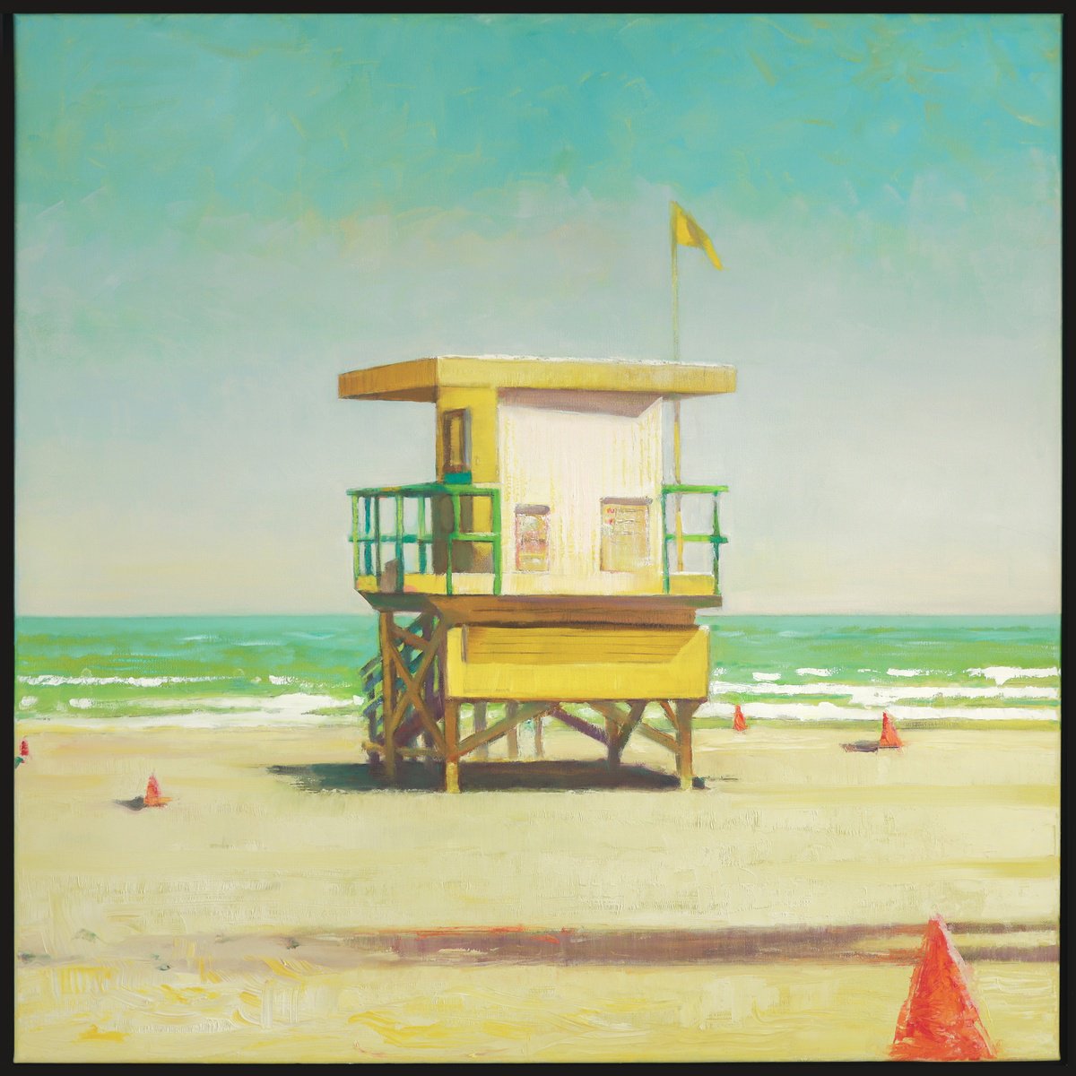 Impressionistic Landscape Oil Painting By Bo Kravchenko, 31 X 31, Bright Yellow Light, Original Artwork