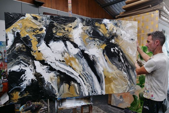 Golden Pearl 200cm x 120cm Textured Abstract Art