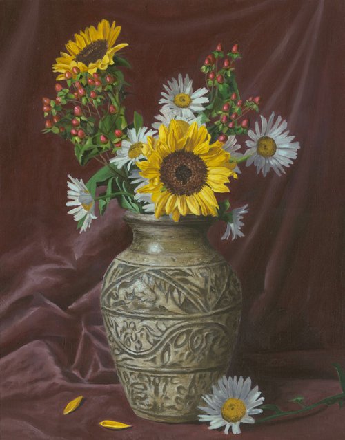 Sunflowers and Daisies by Glen Solosky