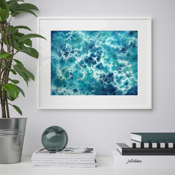 Sea Lace - seascape - sea - turquoise sea - vibrant color - sea foam