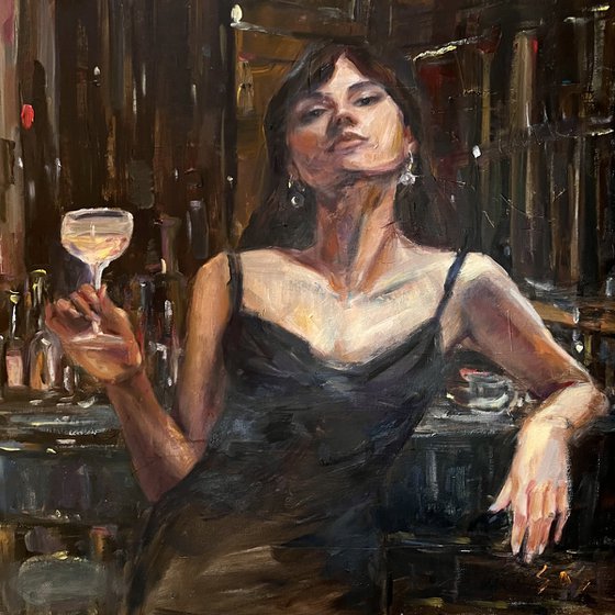 Woman in a bar