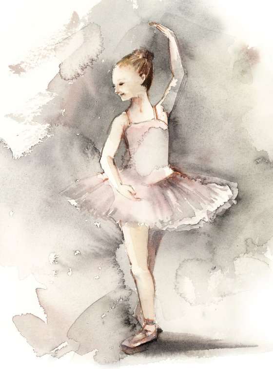 Little ballerina in dusty pink and grey n.14