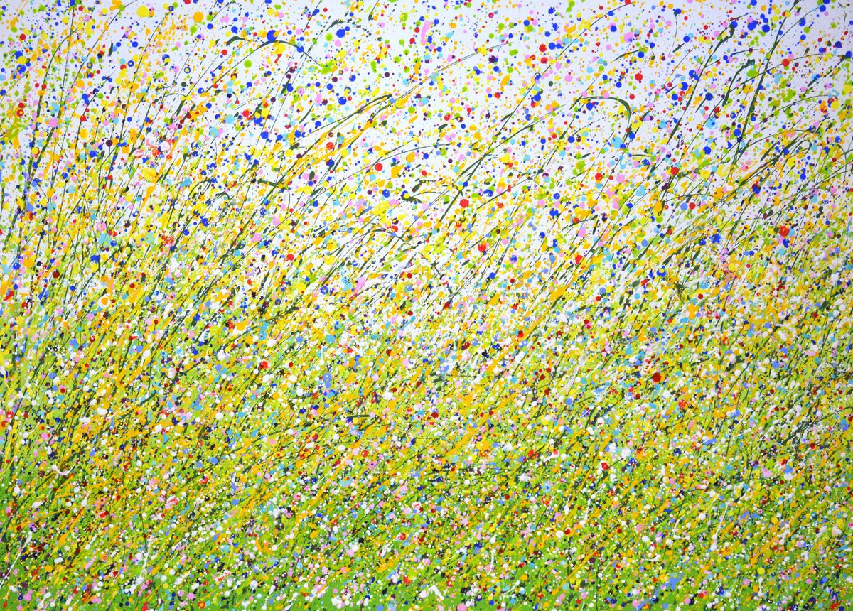 Expressive Botanical Acrylic Painting By Iryna Kastsova, 55 X 39, Tender May 6., Original Artwork
