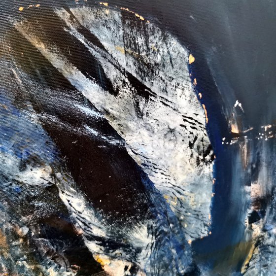 Beautiful abstract dark blue angel series painting by KLOSKA