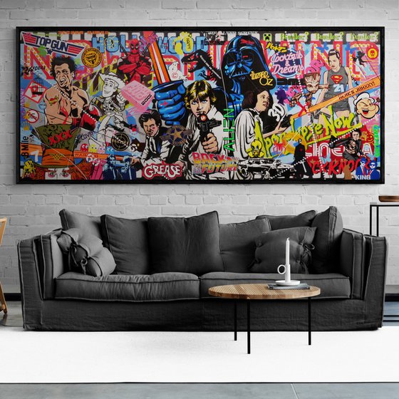 Cinemascope 240cm x 100cm Textured Urban Pop Art