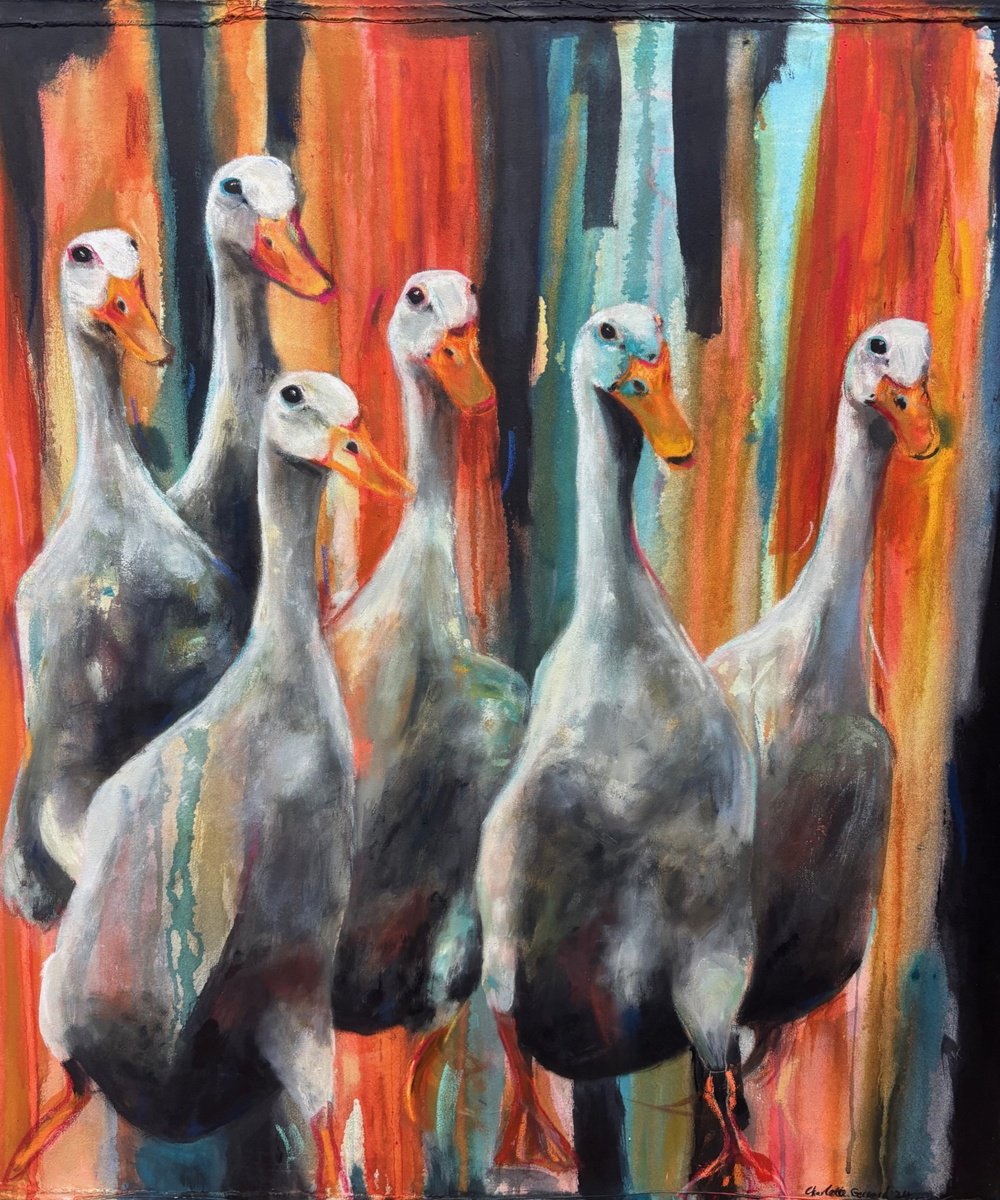 Expressive Animal Painting By Charlotte Gerrard, 39 X 47, Born To Run, Original Artwork