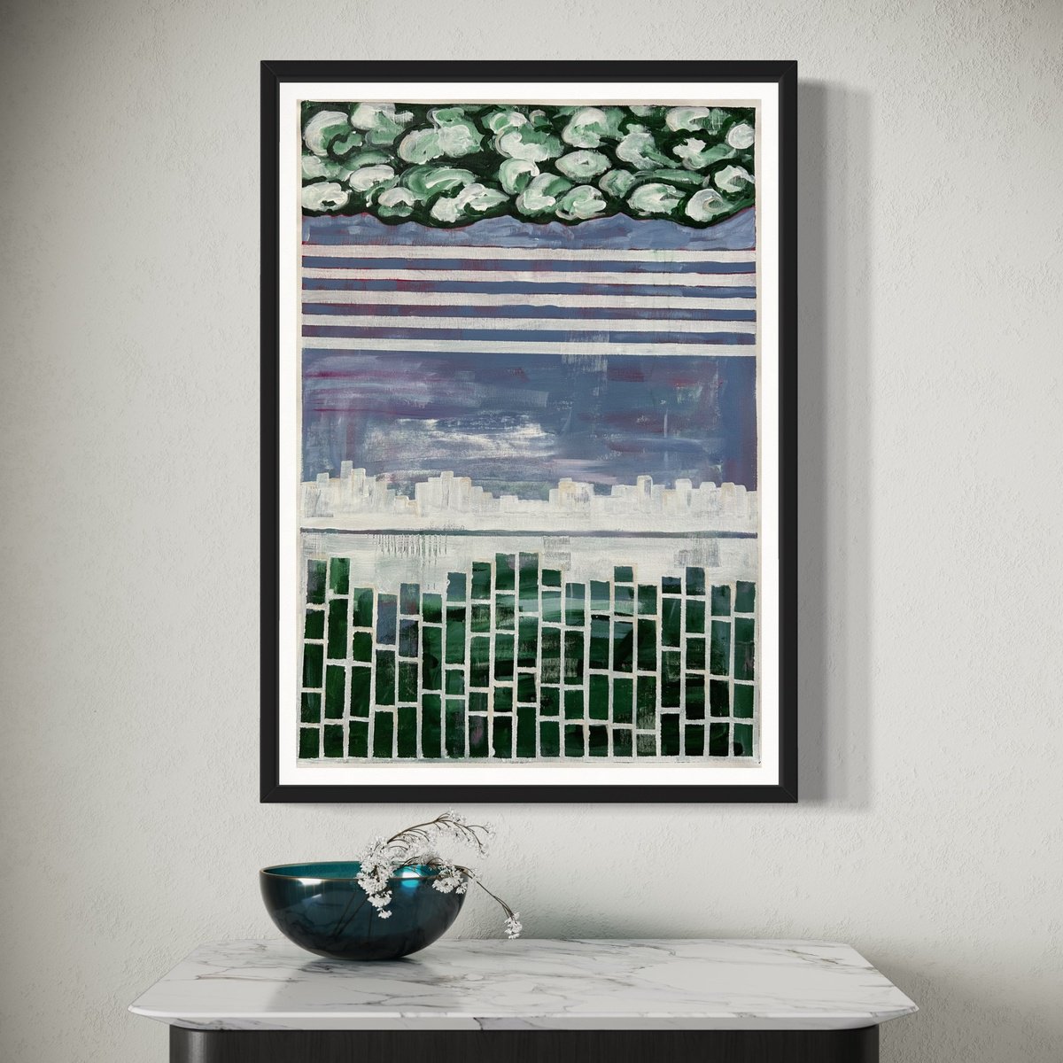 Abstract Landscape Acrylic Painting By Samantha Malone, 19 X 27", From The Ground Up, Original Artwork