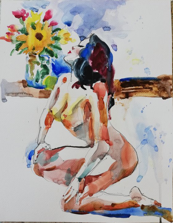 Nude with Sunflower