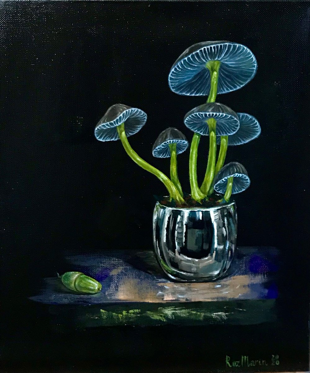 Photorealistic Oil Painting , Chrome & Toadstools By Marina Deryagina, 16 X 20, Artwork For Sale On Artfinder