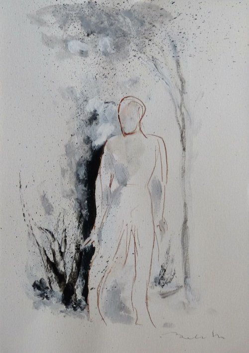 Holiday Sketch #6, mixed media on paper 21x29 cm by Frederic Belaubre