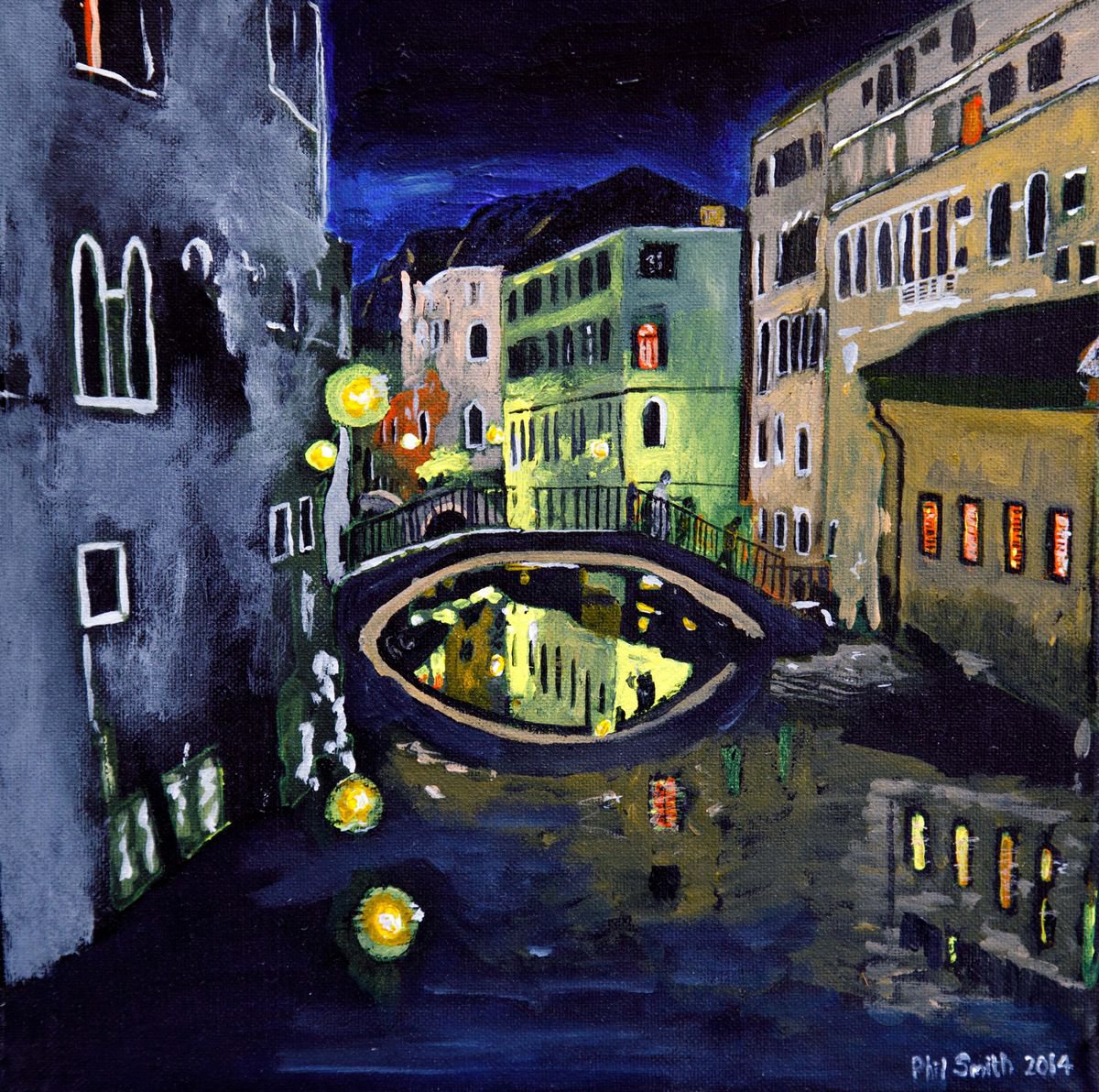  Venice At Night 2 By Phil Smith, 12 X 12, Artwork For Sale On Artfinder