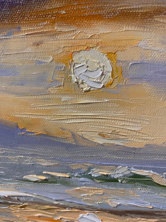 Stormy Sunset Seascape.
