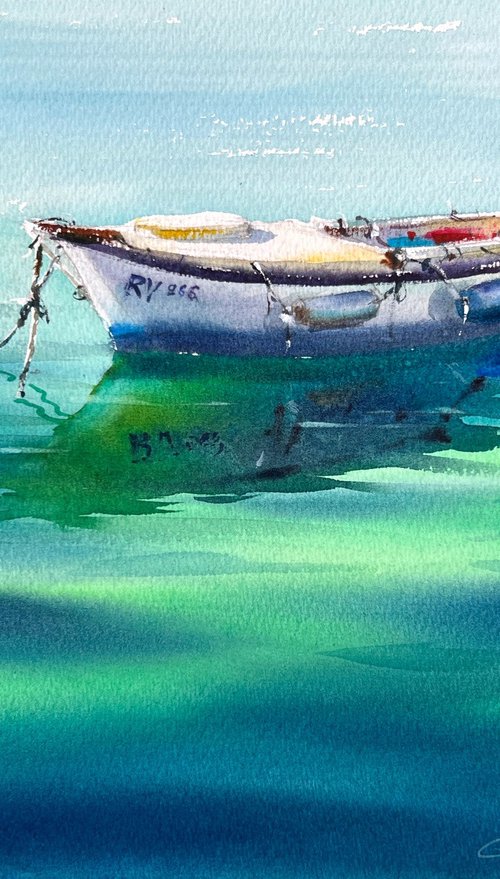 Boat in the Emerald Silence by Eugenia Gorbacheva