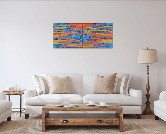 Enjoy Life - Diptych Palette Knife Textured Abstract art