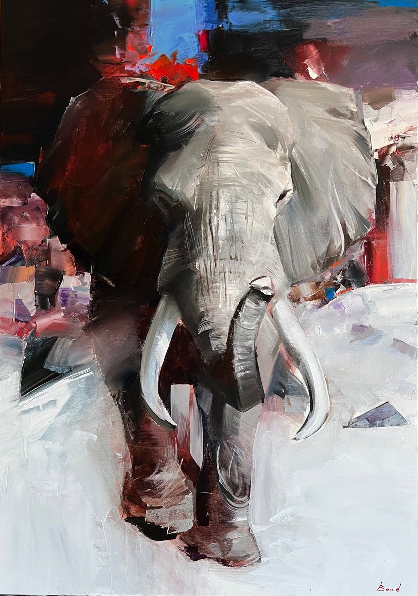 Impressionistic Animal Oil Painting By Tetiana Bond, 28 X 39", A Grace That Cannot Fade, Original Artwork