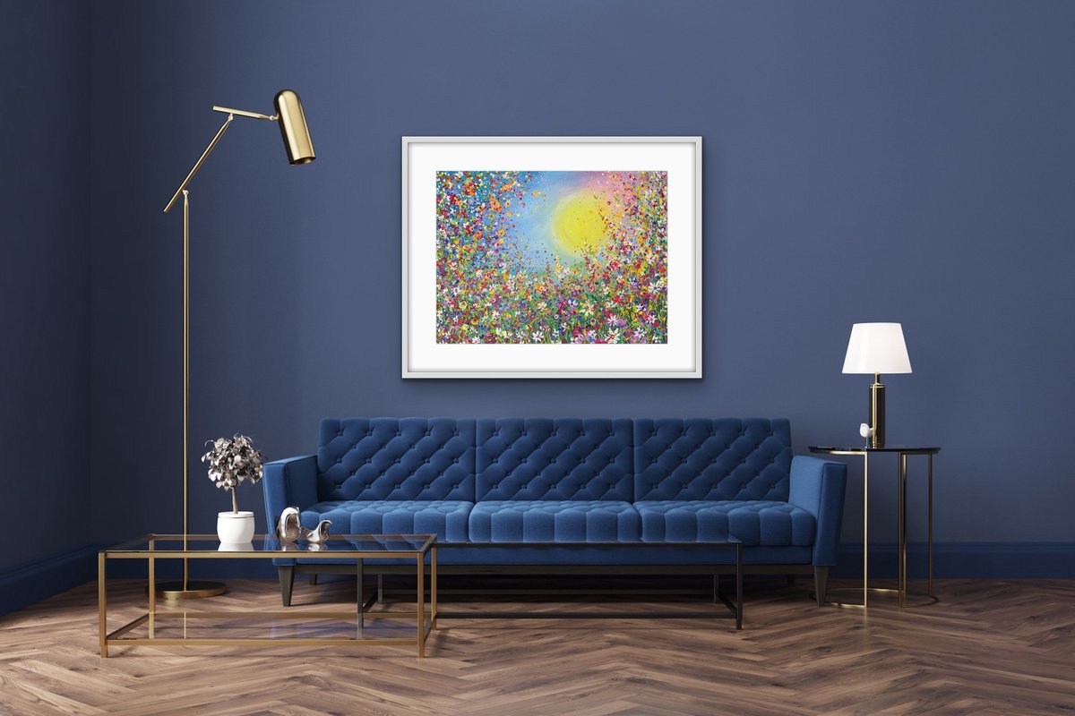 Expressive Botanical Acrylic Painting By Jan Rogers, 24 X 18, Summer Sunshine And Wild Flora, Original Artwork