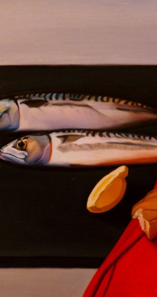 Still-Life With Fish And Bread. by Paul Rossi