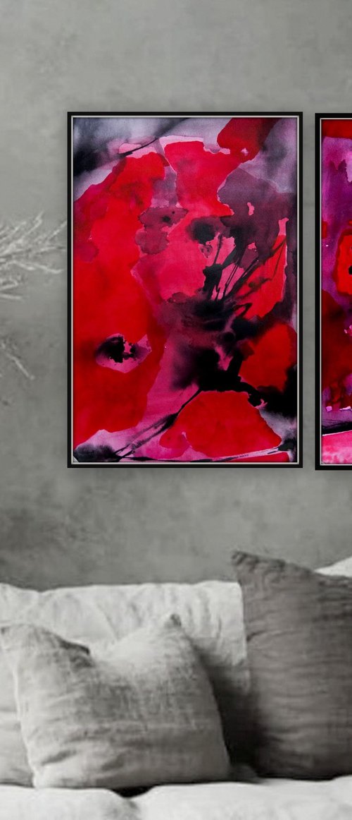 Original Abstract artwork. Set of 2. by Nadia Moniatis