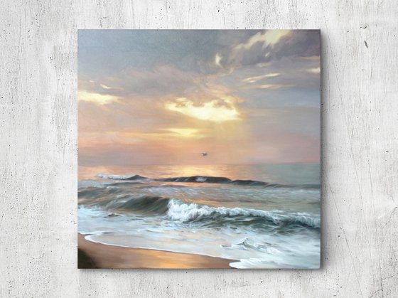 "Seaside" Sunset and coast oil art