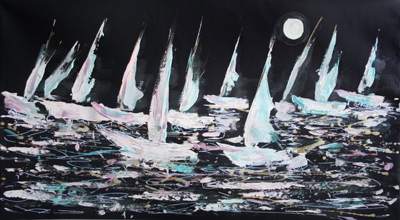 Night Regatta... /  ORIGINAL ACRYLIC PAINTING