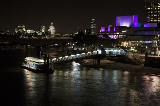 Night time view across the Thames (Med)