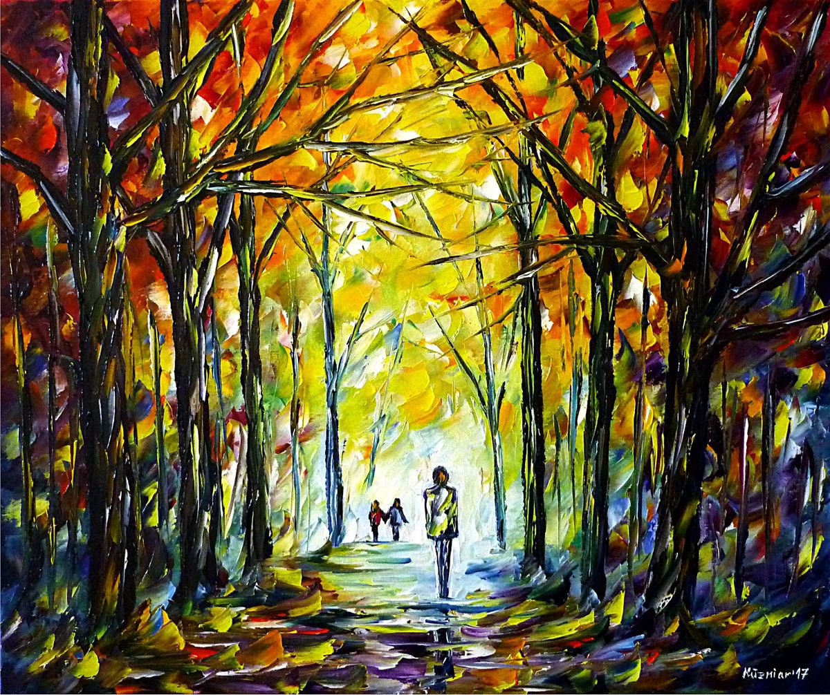 Expressive Oil Painting , October Walk By Mirek Kuzniar, 24 X 20, Artwork For Sale On Artfinder