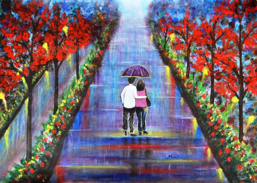 Love Blossoms romantic painting by Manjiri Kanvinde